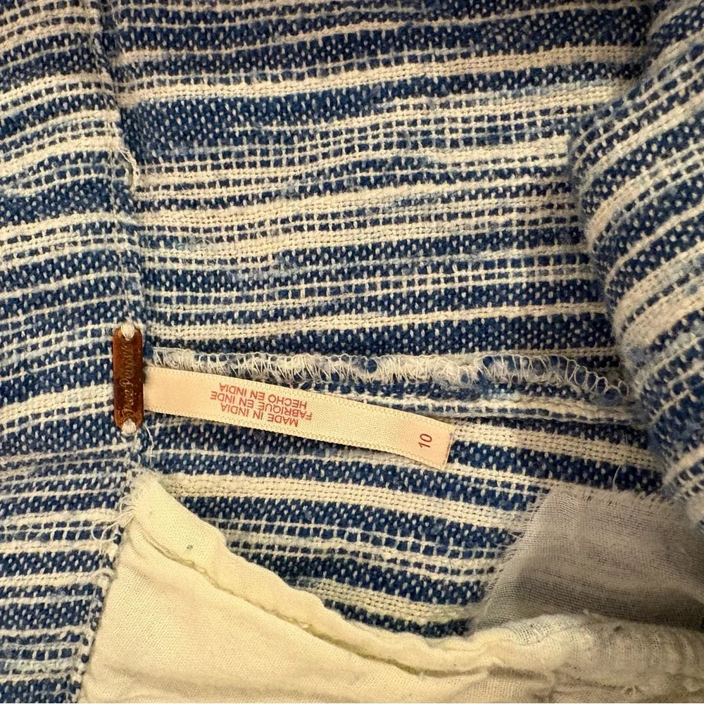 100% Cotton Free People Navy and Cream Striped Pants - Picture 8 of 10